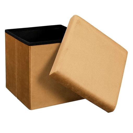 Εικόνα της Σκαμπό Home Deco Factory Giulia Πτυσσόμενο με Αποθηκευτικό Χώρο 38x38x38cm Yellow HD6813