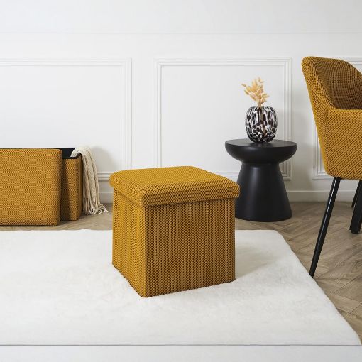 Εικόνα της Σκαμπό Home Deco Factory Atom Πτυσσόμενο με Αποθηκευτικό Χώρο 38x38x38cm Yellow HD0505
