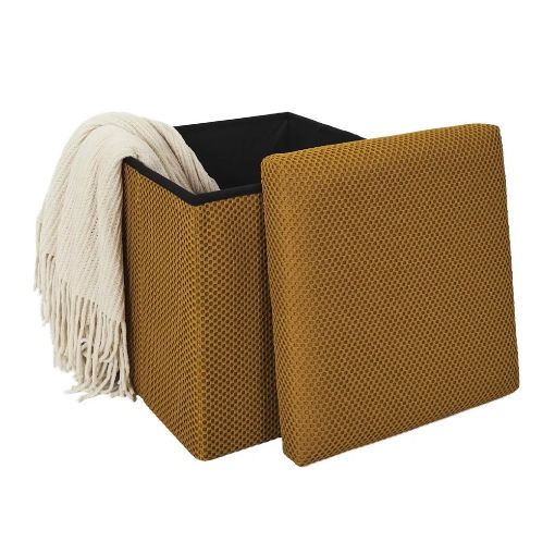 Εικόνα της Σκαμπό Home Deco Factory Atom Πτυσσόμενο με Αποθηκευτικό Χώρο 38x38x38cm Yellow HD0505