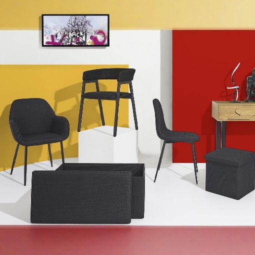 Εικόνα της Σκαμπό Home Deco Factory Atom Πτυσσόμενο με Αποθηκευτικό Χώρο 38x38x38cm Black HD0506