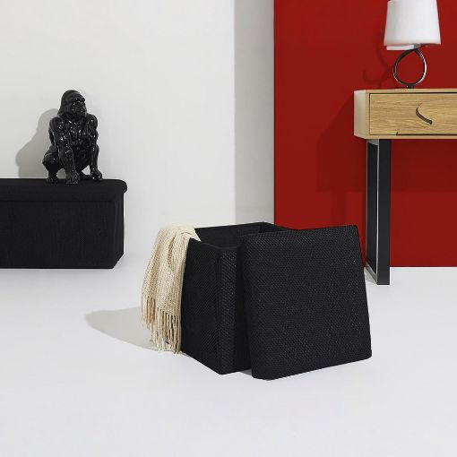 Εικόνα της Σκαμπό Home Deco Factory Atom Πτυσσόμενο με Αποθηκευτικό Χώρο 38x38x38cm Black HD0506