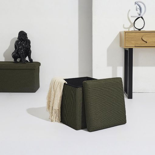Εικόνα της Σκαμπό Home Deco Factory Atom Πτυσσόμενο με Αποθηκευτικό Χώρο 38x38x38cm Khaki HD0507