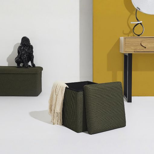 Εικόνα της Σκαμπό Home Deco Factory Atom Πτυσσόμενο με Αποθηκευτικό Χώρο 38x38x38cm Khaki HD0507