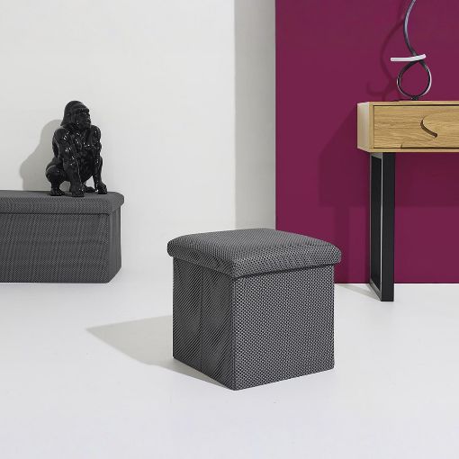 Εικόνα της Σκαμπό Home Deco Factory Atom Πτυσσόμενο με Αποθηκευτικό Χώρο 38x38x38cm Grey HD0508