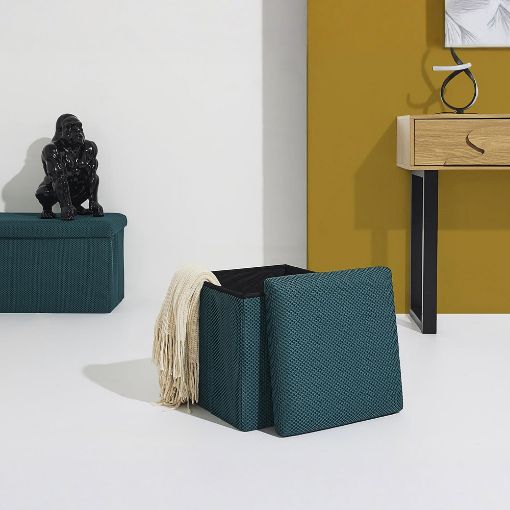 Εικόνα της Σκαμπό Home Deco Factory Atom Πτυσσόμενο με Αποθηκευτικό Χώρο 38x38x38cm Blue HD0504