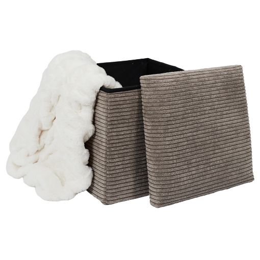 Εικόνα της Σκαμπό Home Deco Factory Scott Πτυσσόμενο με Αποθηκευτικό Χώρο 38x38x38cm Taupe HD0274DMP