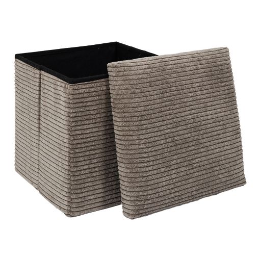 Εικόνα της Σκαμπό Home Deco Factory Scott Πτυσσόμενο με Αποθηκευτικό Χώρο 38x38x38cm Taupe HD0274DMP
