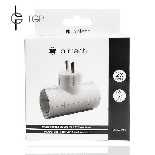 Εικόνα της Πολύπριζο Ταφ Lamtech 2 Θέσεων White LAM023756
