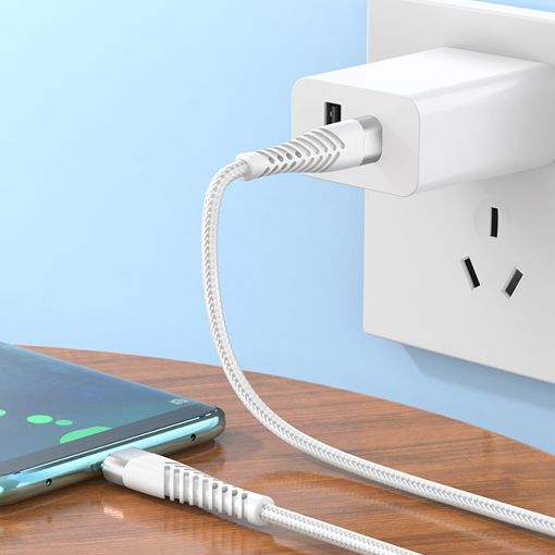 Εικόνα της Καλώδιο Lamtech USB-C Male to USB-C Male 2m Braided White LAM023633