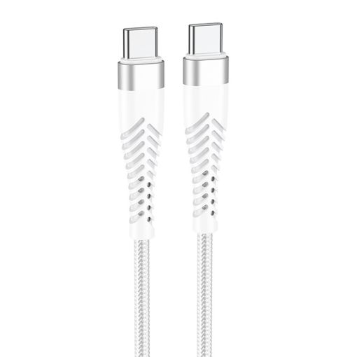 Εικόνα της Καλώδιο Lamtech USB-C Male to USB-C Male 2m Braided White LAM023633