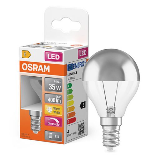 Εικόνα της Λάμπα LED Osram E14 P45 Dimmable Silver 2700K 400lm 3.4W Warm White