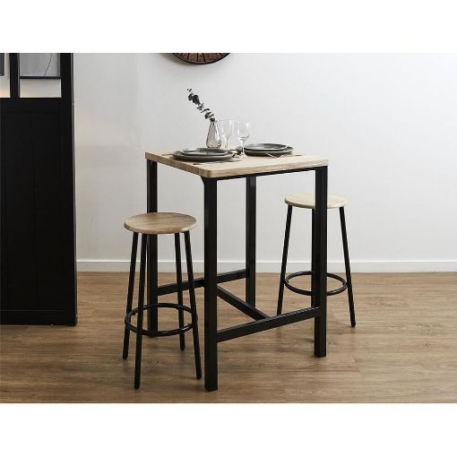 Εικόνα της Σετ Τραπέζι Home Deco Factory Loca Μεταλλικό με 2 Σκαμπό 60 x 60 x 86 cm HD0210CRFV