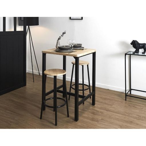Εικόνα της Σετ Τραπέζι Home Deco Factory Loca Μεταλλικό με 2 Σκαμπό 60 x 60 x 86 cm HD0210CRFV