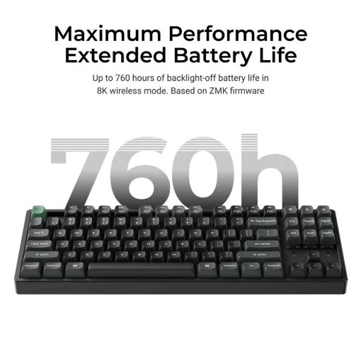 Εικόνα της Πληκτρολόγιο Keychron K8 Ultra 8K Wireless Custom TKL RGB Hot-Swappable Apex Brown Switches (US) Black K8U-J3