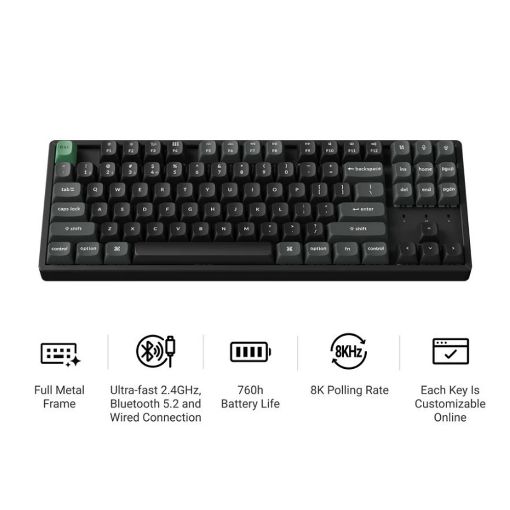 Εικόνα της Πληκτρολόγιο Keychron K8 Ultra 8K Wireless Custom TKL RGB Hot-Swappable Apex Brown Switches (US) Black K8U-J3