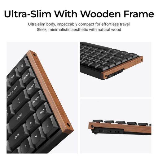 Εικόνα της Πληκτρολόγιο Keychron K3 Ultra 8K Wireless Custom 75% RGB Hot-Swappable Milk POM Red Switches (US) Wood/Black K3U-H1