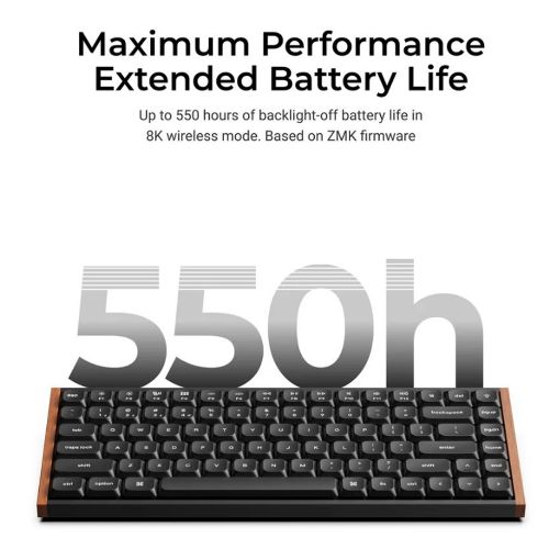 Εικόνα της Πληκτρολόγιο Keychron K3 Ultra 8K Wireless Custom 75% RGB Hot-Swappable Milk POM Red Switches (US) Wood/Black K3U-H1