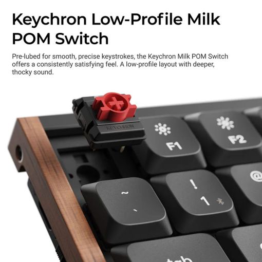 Εικόνα της Πληκτρολόγιο Keychron K3 Ultra 8K Wireless Custom 75% RGB Hot-Swappable Milk POM Brown Switches (US) Wood/Black K3U-H3