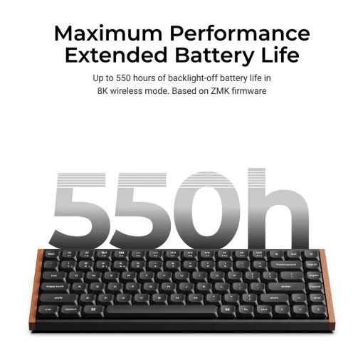 Εικόνα της Πληκτρολόγιο Keychron K3 Ultra 8K Wireless Custom 75% RGB Hot-Swappable Milk POM Brown Switches (US) Wood/Black K3U-H3