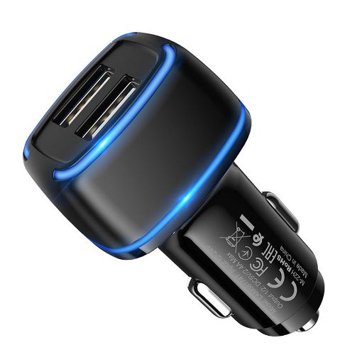 Εικόνα της Φορτιστής Αυτοκινήτου Lamtech Dual USB-A 2.4A Black LAM081741