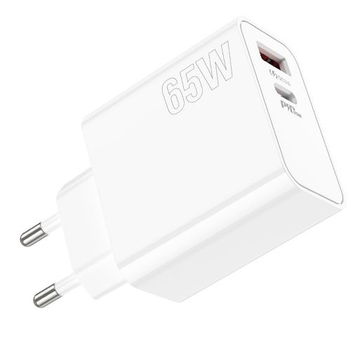 Εικόνα της Φορτιστής Lamtech GaN USB-C & USB-A PD/QC3.0 65W White LAM023558