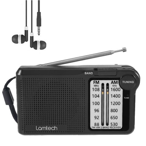 Εικόνα της Φορητό Ραδιόφωνο Lamtech 2 Band Επαναφορτιζόμενο Black LAM112549