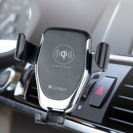 Εικόνα της Lamtech Universal Car Smartphone Holder with Qi Wireless Charging 10W Black LAM023862