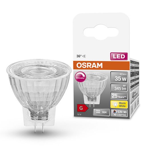 Εικόνα της Λάμπα LED Osram GU4 Spot MR11 Dimmable 2700K 345lm 4.5W Warm White
