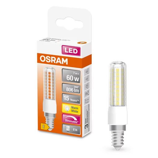 Εικόνα της Λάμπα LED Osram E14 Special T Slim Dimmable 2700K 806lm 7W Warm White