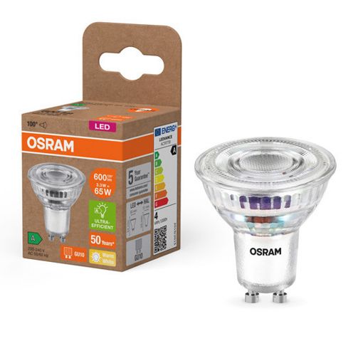 Εικόνα της Λάμπα LED Osram GU10 Spot 100° Ultra Efficient 2700K 600lm 3.3W Warm White