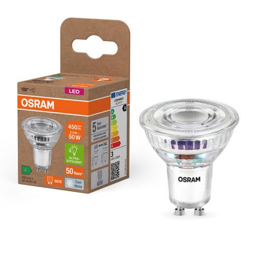Εικόνα της Λάμπα LED Osram GU10 Spot 100° Ultra Efficient 4000K 450lm 2.5W Neutral White