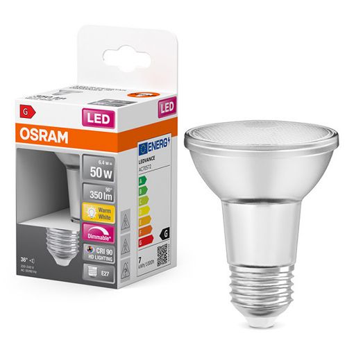 Εικόνα της Λάμπα LED Osram E27 PAR20 Dimmable 2700K 350lm 6.4W Warm White