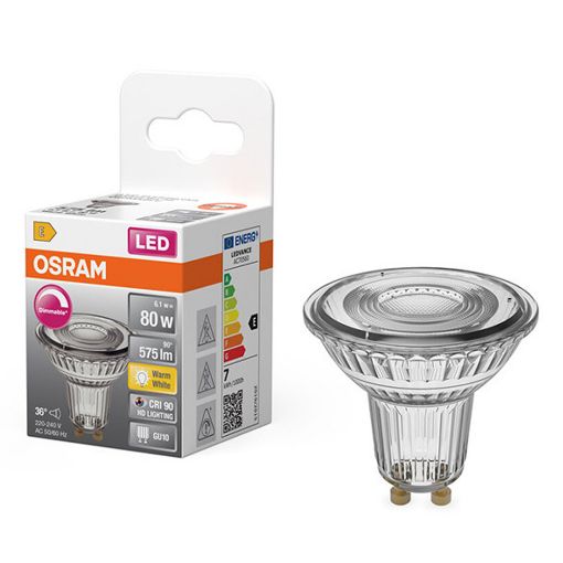 Εικόνα της Λάμπα LED Osram GU10 Spot Dimmable 2700K 575lm 6.1W Warm White