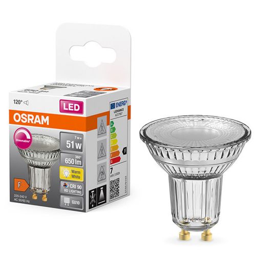 Εικόνα της Λάμπα LED Osram GU10 Spot PAR16 Dimmable 2700K 650lm 6.9W Warm White