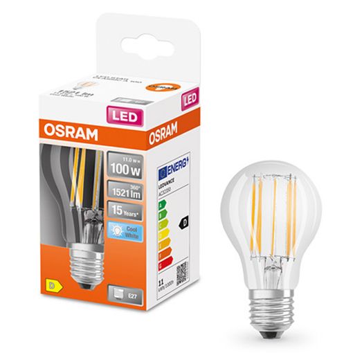 Εικόνα της Λάμπα LED Osram E27 A60 Filament 4000K 1521lm 11W Neutral White
