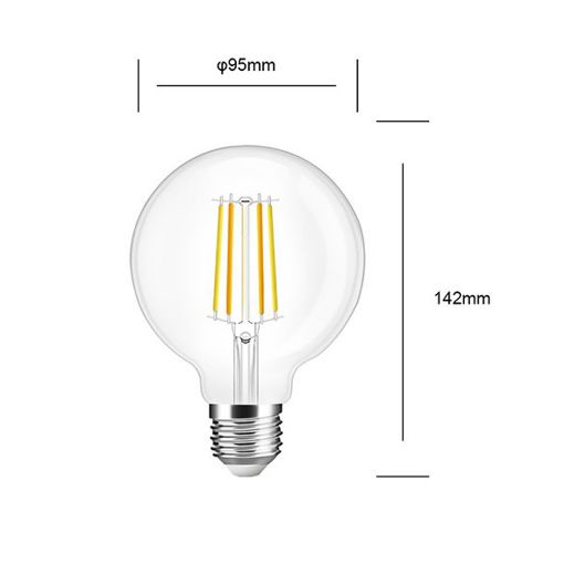 Εικόνα της Λάμπα LED Gledopto Pro E27 G95 Filament 2200-6500K Zigbee 7W Clear GL-B-004P-CLEAR