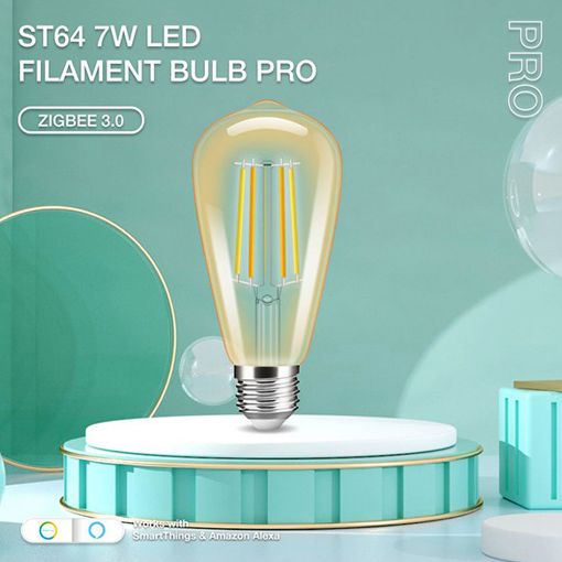 Εικόνα της Λάμπα LED Gledopto Pro E27 Edison ST64 Filament 2200-6500K Zigbee 7W Gold GL-B-002P-AMBER