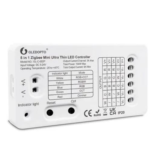 Εικόνα της Gledopto Controller 5in1 Mini Ultra Thin RGB+CCT ZigBee GL-C-002P