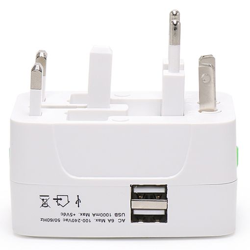 Εικόνα της Φορτιστής Lamtech Universal Travel Adapter 2x USB-A 5W White LAM112969