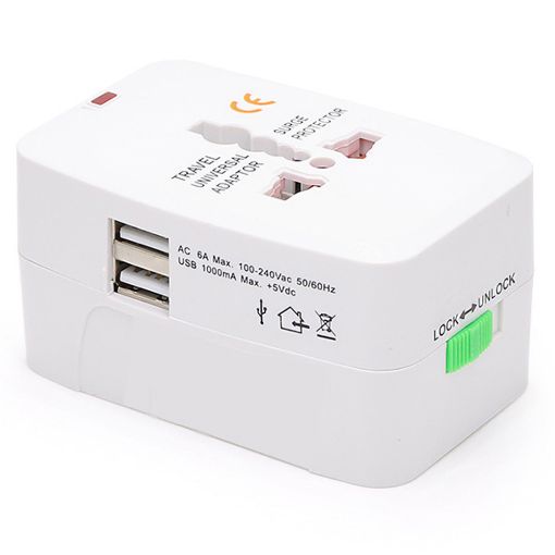 Εικόνα της Φορτιστής Lamtech Universal Travel Adapter 2x USB-A 5W White LAM112969
